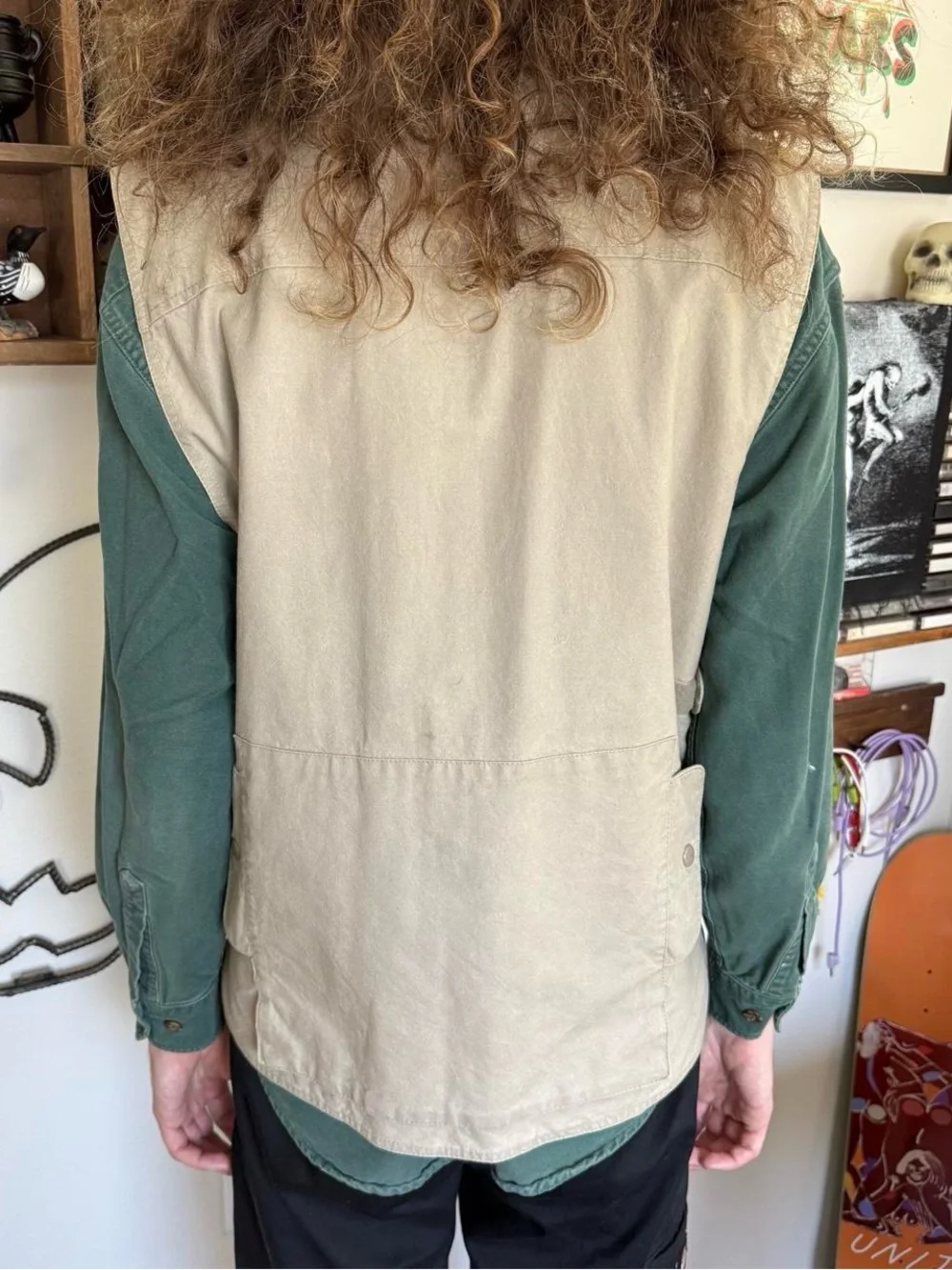 Vintage 80s Banana Republic Khaki Hooded Bush Vest Utility Gorpcore ~ Size M